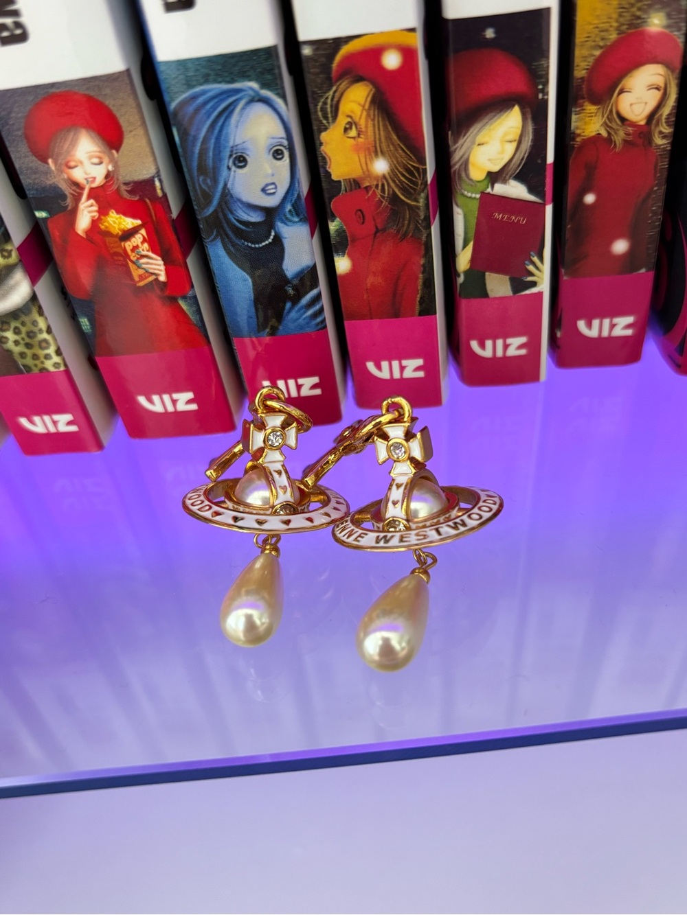 Vivienne Westwood Nana Collection Earrings Gold and White